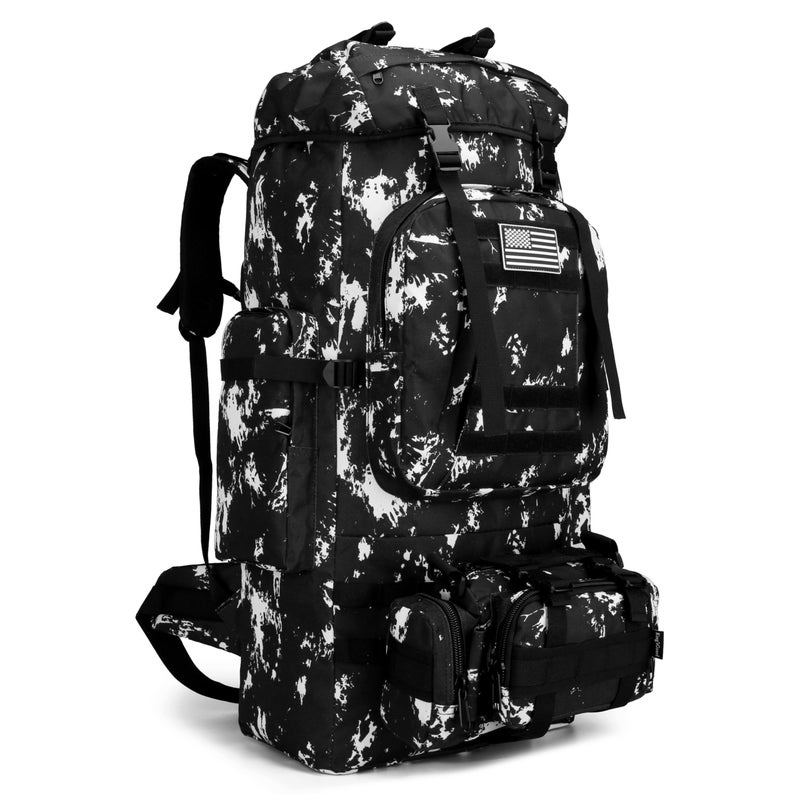 King'sGuard 100L Camping Hiking Backpack Molle Rucksack Military Camping Backpacking Daypack (Black Lighting) - Image 1